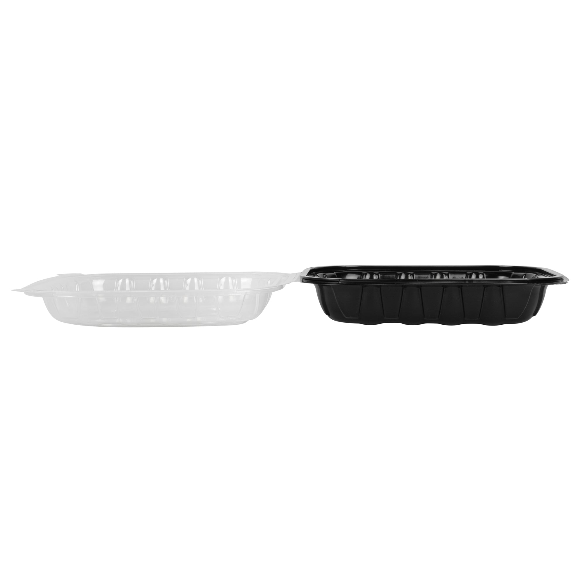 Thermo Tek 54 oz Black Plastic Clamshell Container - Microwavable - 10 1/4" x 9" x 3" - 100 count box