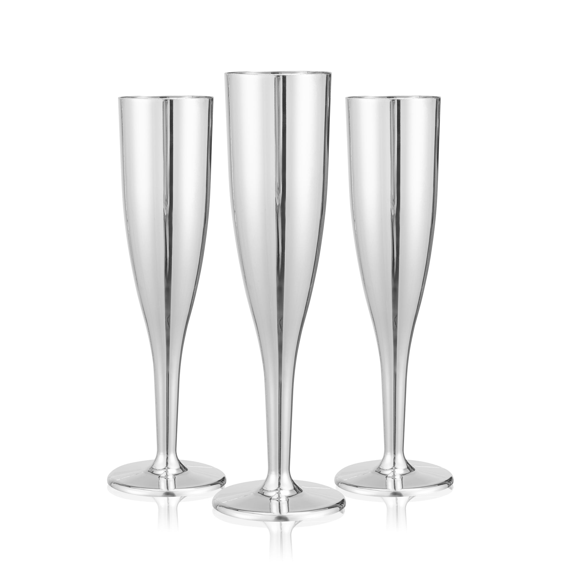 Bev Tek 5 oz Mirrored Plastic Champagne Flute - 2" x 2" x 8" - 100 count box