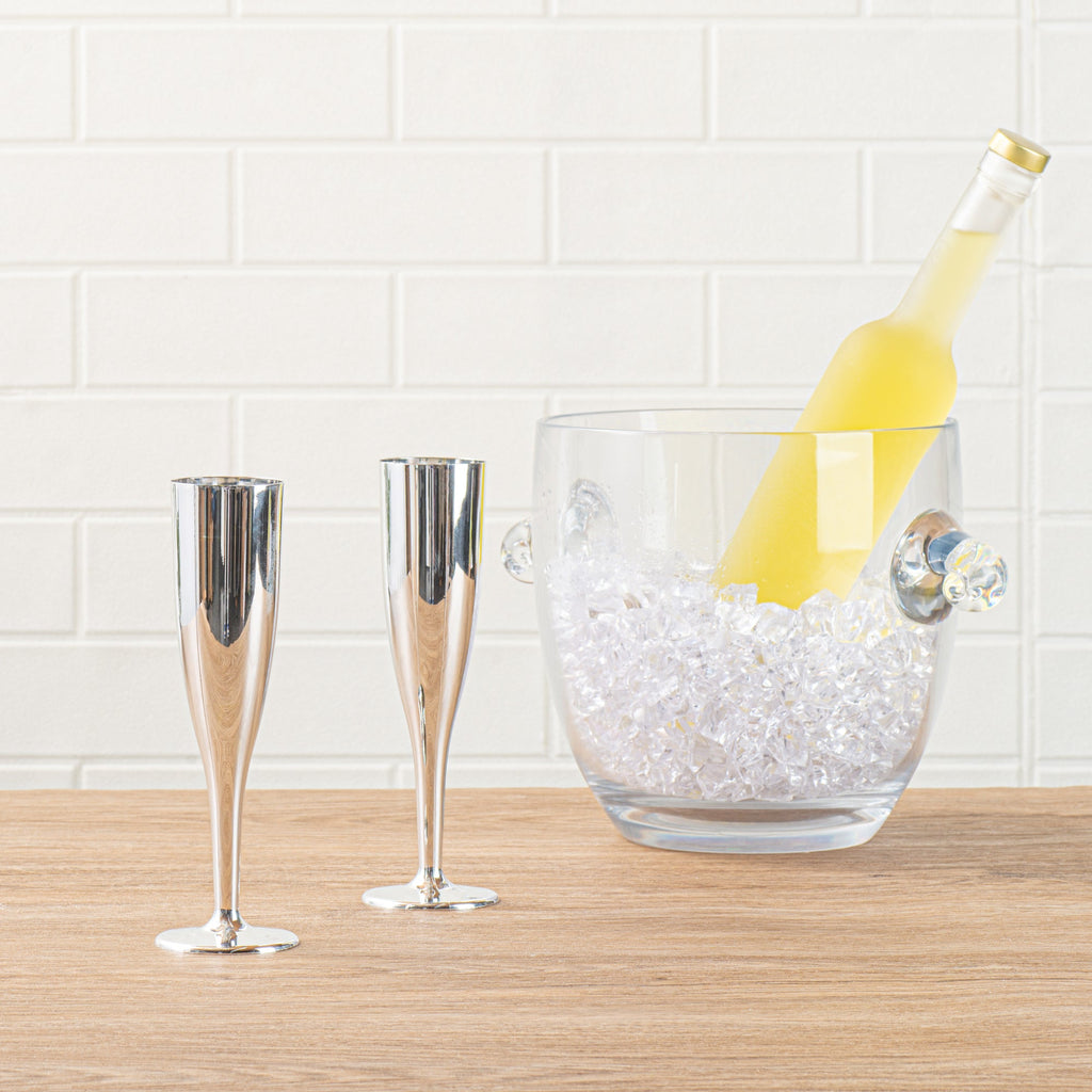 Bev Tek 5 oz Mirrored Plastic Champagne Flute - 2" x 2" x 8" - 100 count box
