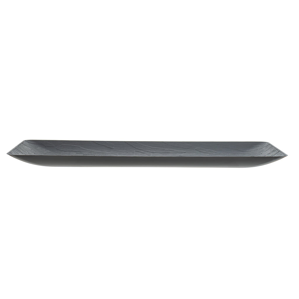 Maxi Serve Rectangle Matte Black Plastic Plate - 17" x 9" - 100 count box