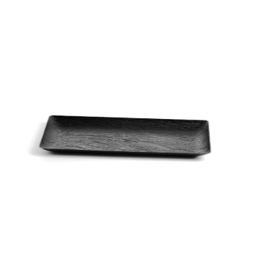 Maxi Serve Rectangle Matte Black Plastic Plate - 14 1/4" x 6 1/4" - 100 count box