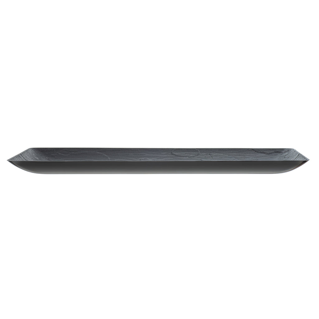 Maxi Serve Rectangle Matte Black Plastic Plate - 14 1/4" x 6 1/4" - 100 count box