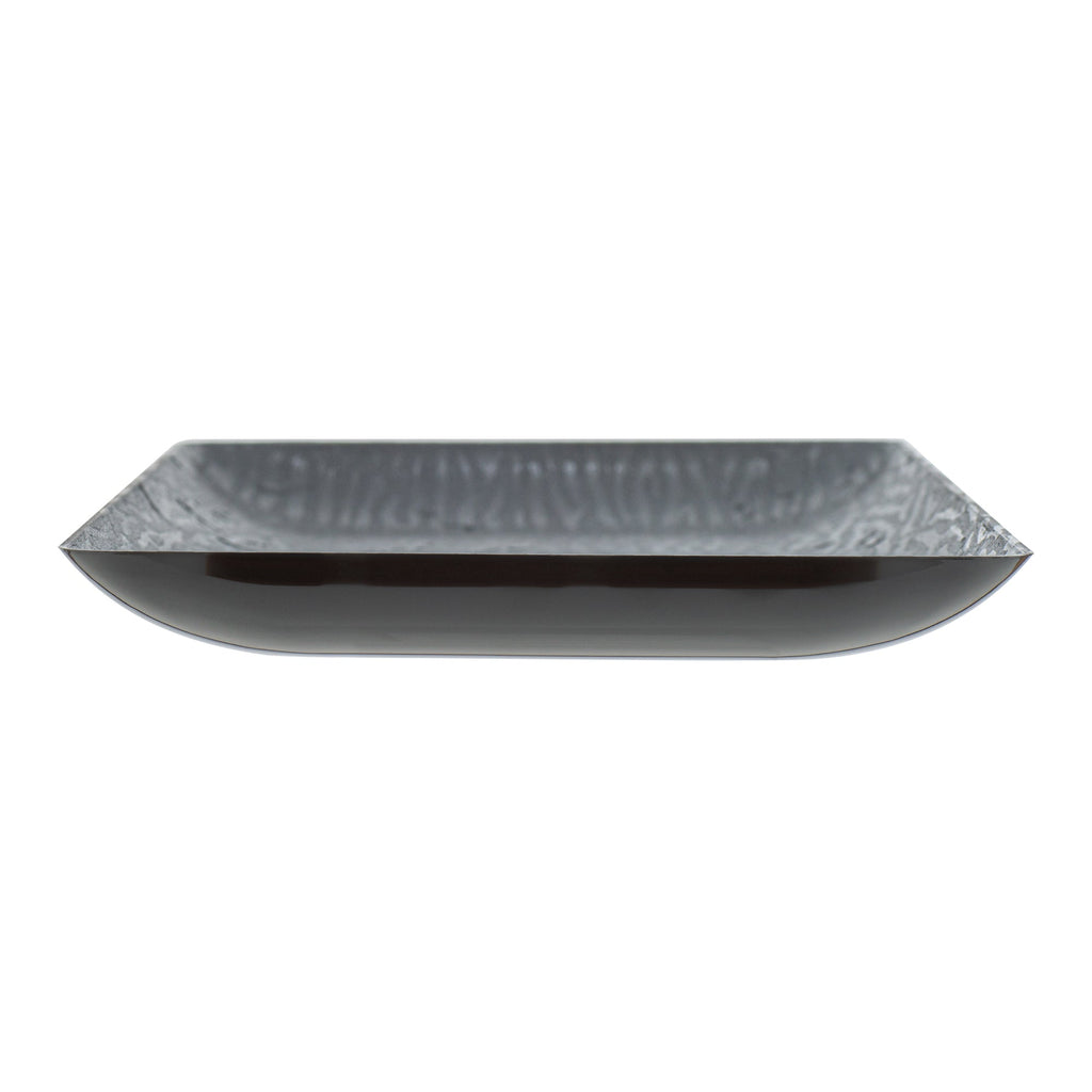 Maxi Serve Rectangle Matte Black Plastic Plate - 14 1/4" x 6 1/4" - 100 count box