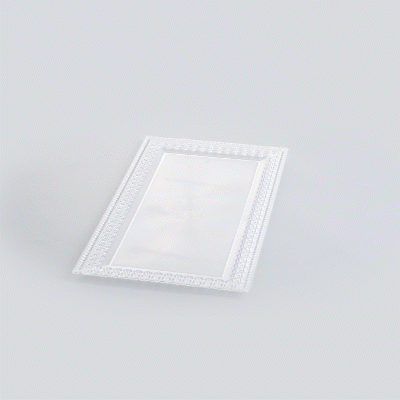 Maxi Serve Rectangle Clear Plastic Plate - with Lace Rim - 17" x 9" - 25 count box