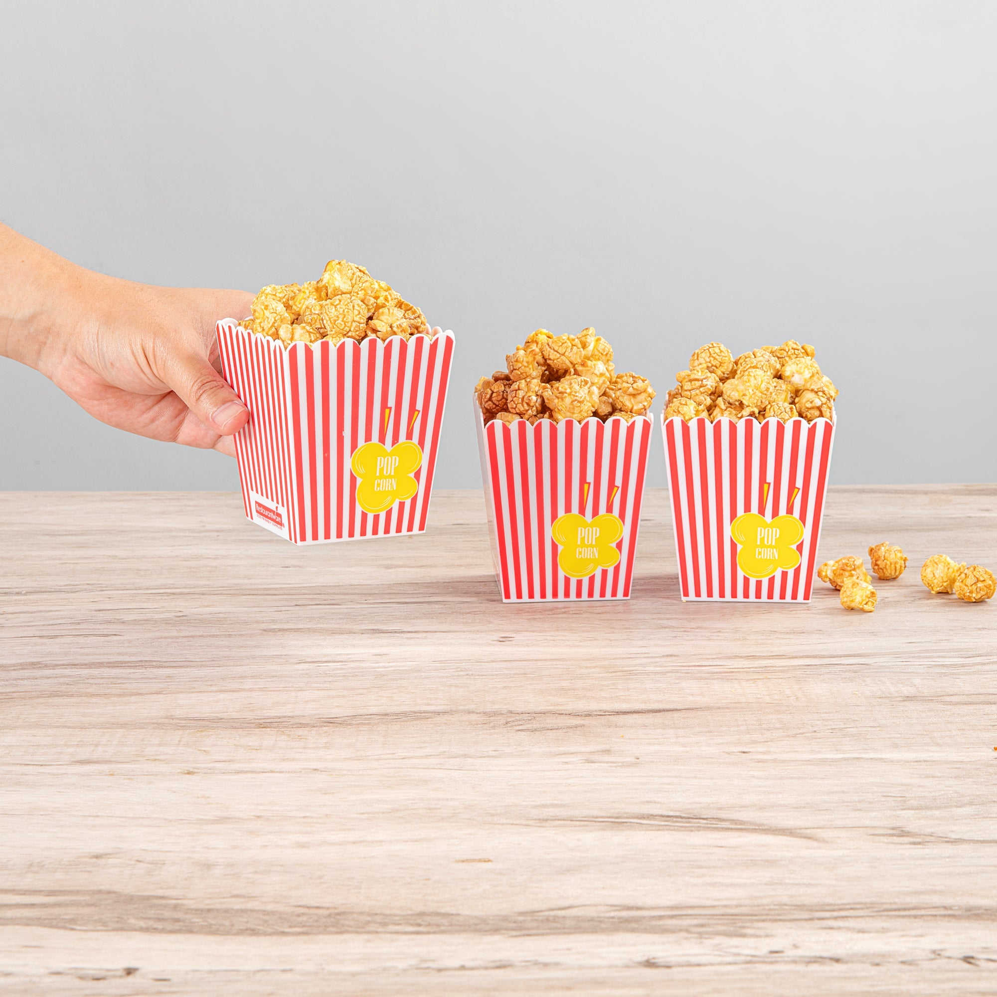 Maxi Serve 16 oz Red Plastic Popcorn Container - 10 count box