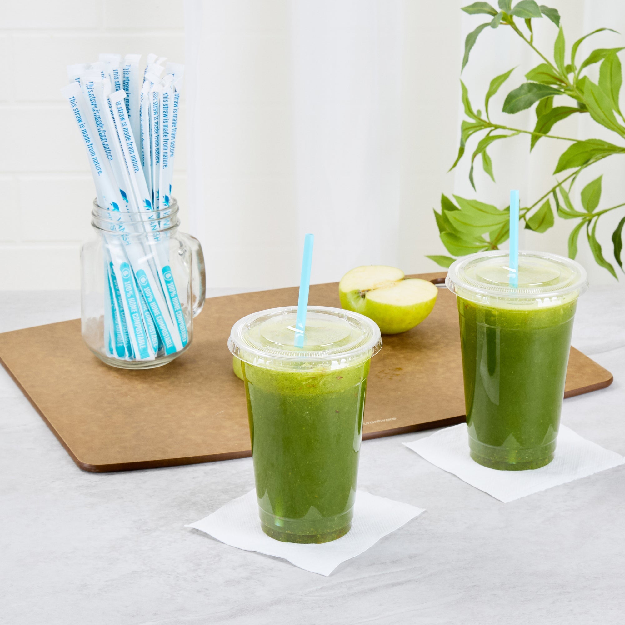Vanish Blue PHA Plastic Straw - Wrapped, Compostable - 7 3/4" - 1000 count box