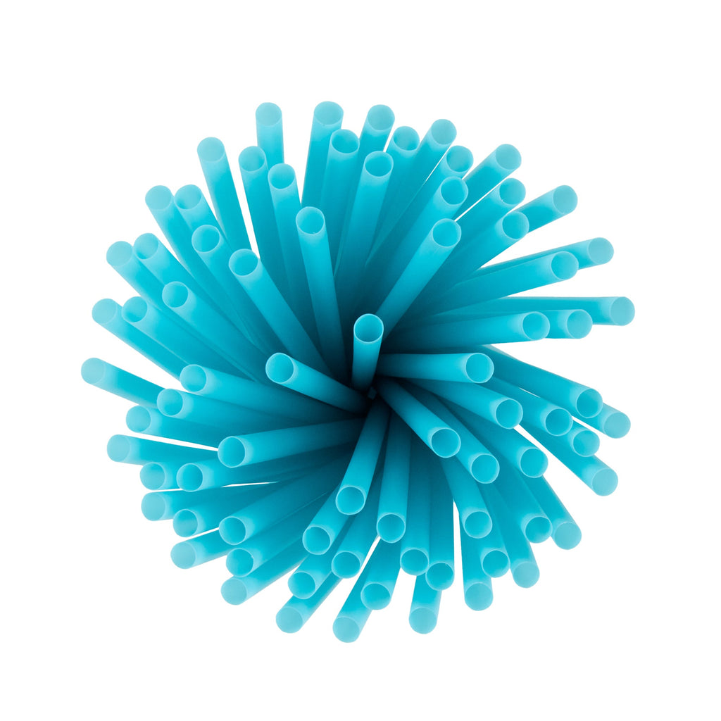 Vanish Blue PHA Plastic Straw - Unwrapped, Compostable - 8 1/4" - 1000 count box