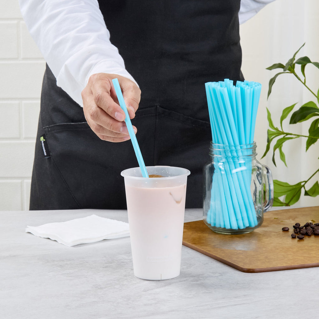 Vanish Blue PHA Plastic Straw - Unwrapped, Compostable - 8 1/4" - 1000 count box