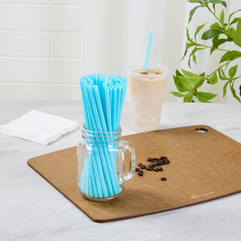 Vanish Blue PHA Plastic Straw - Unwrapped, Compostable - 8 1/4" - 1000 count box
