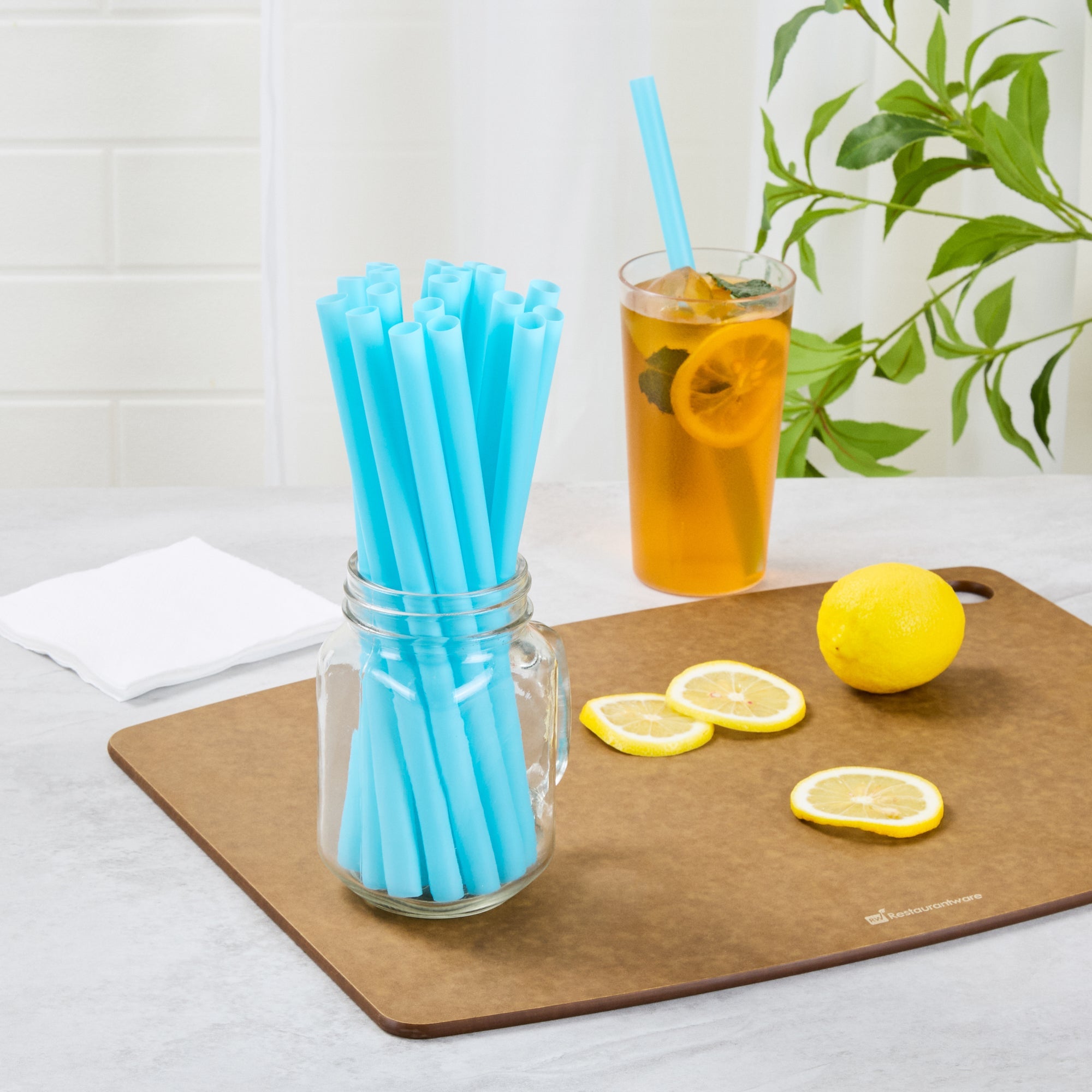 Vanish Blue PHA Plastic Straw - Unwrapped, Compostable - 9" - 1000 count box