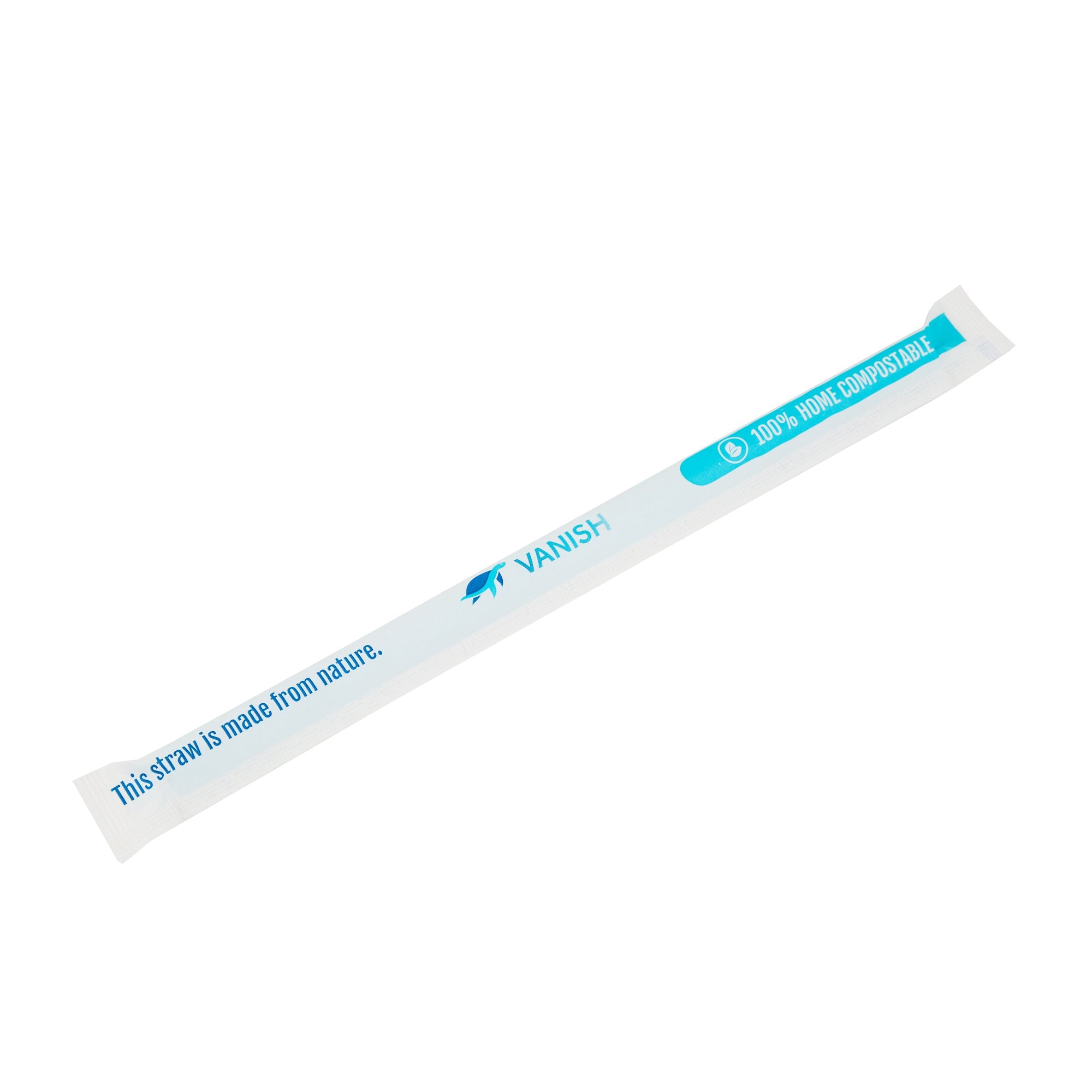 Vanish Blue PHA Plastic Straw - Wrapped, Compostable - 9" - 1000 count box