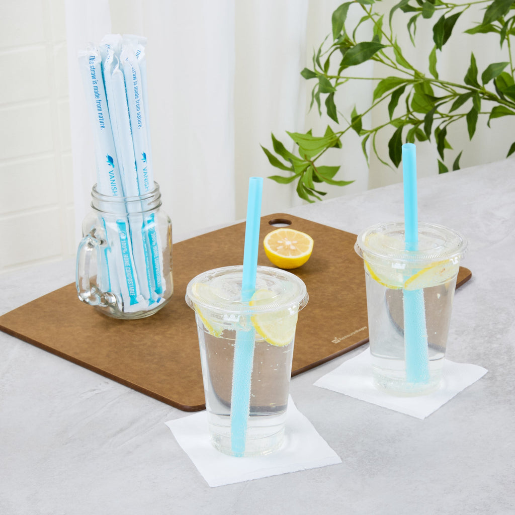 Vanish Blue PHA Plastic Straw - Wrapped, Compostable - 9" - 1000 count box