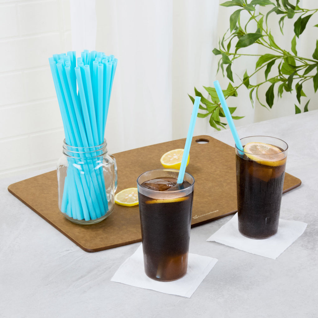 Vanish Blue PHA Plastic Straw - Unwrapped, Compostable - 10 1/4" - 1000 count box
