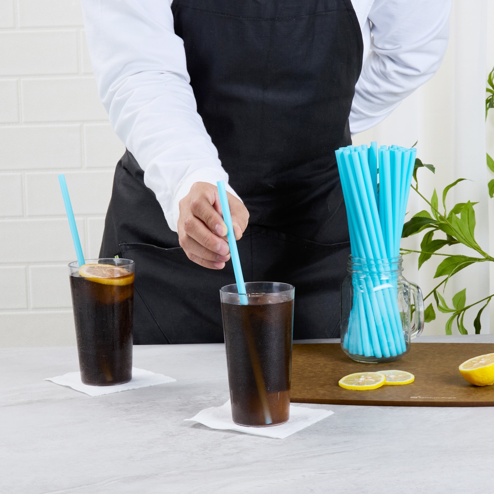 Vanish Blue PHA Plastic Straw - Unwrapped, Compostable - 10 1/4" - 1000 count box