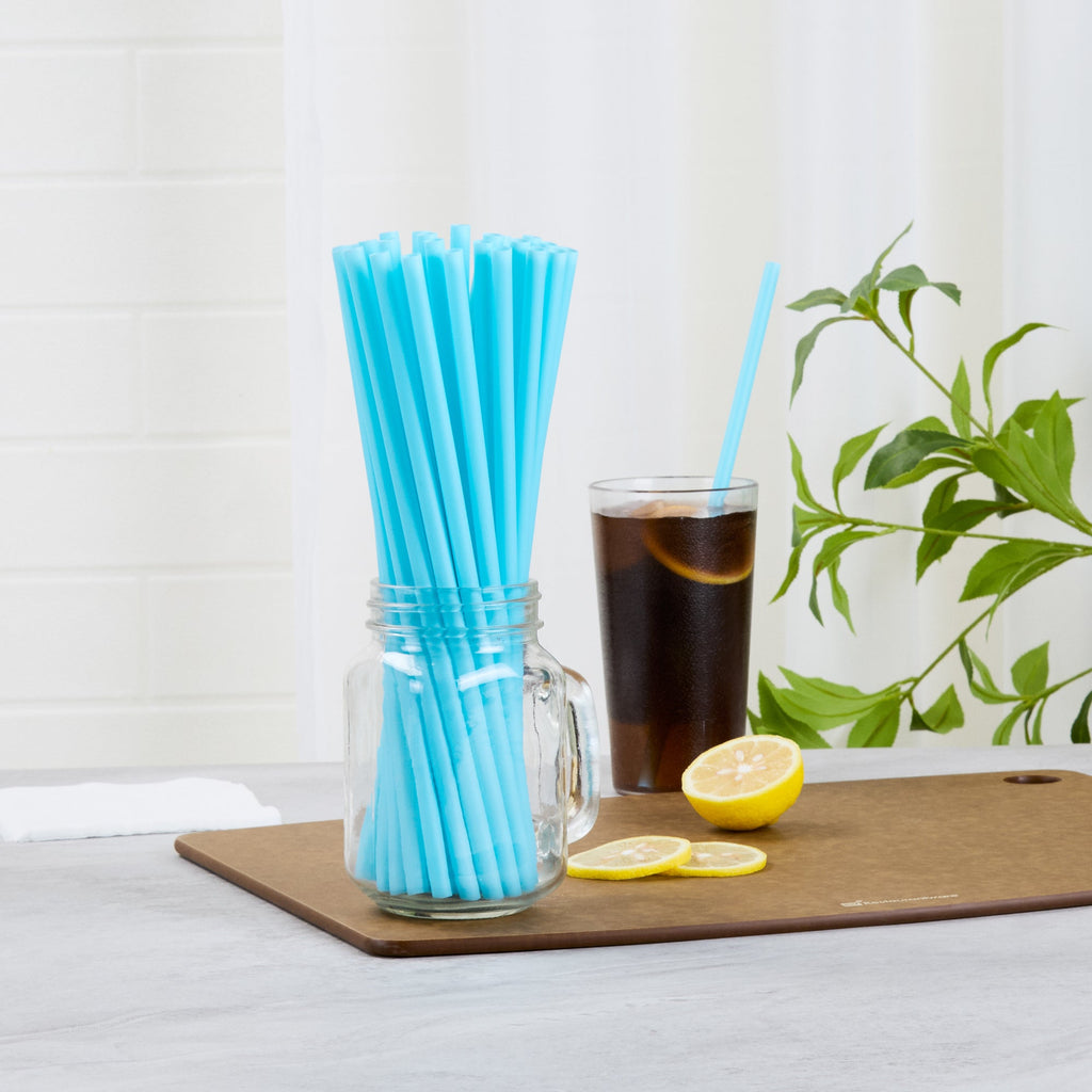 Vanish Blue PHA Plastic Straw - Unwrapped, Compostable - 10 1/4" - 1000 count box