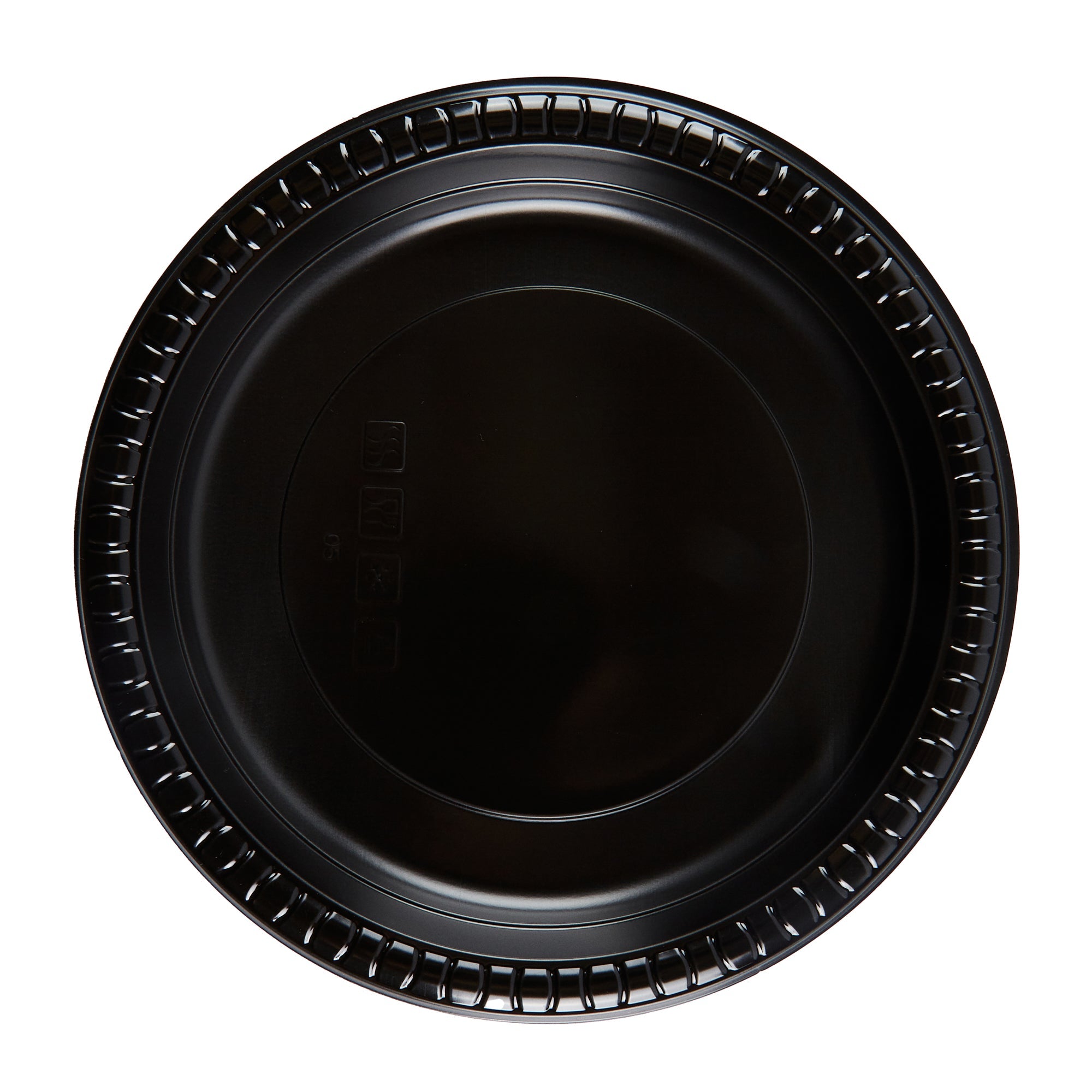 Chef 101 Round Black Plastic Plate - Microwavable - 9" x 9" x 3/4" - 100 count box