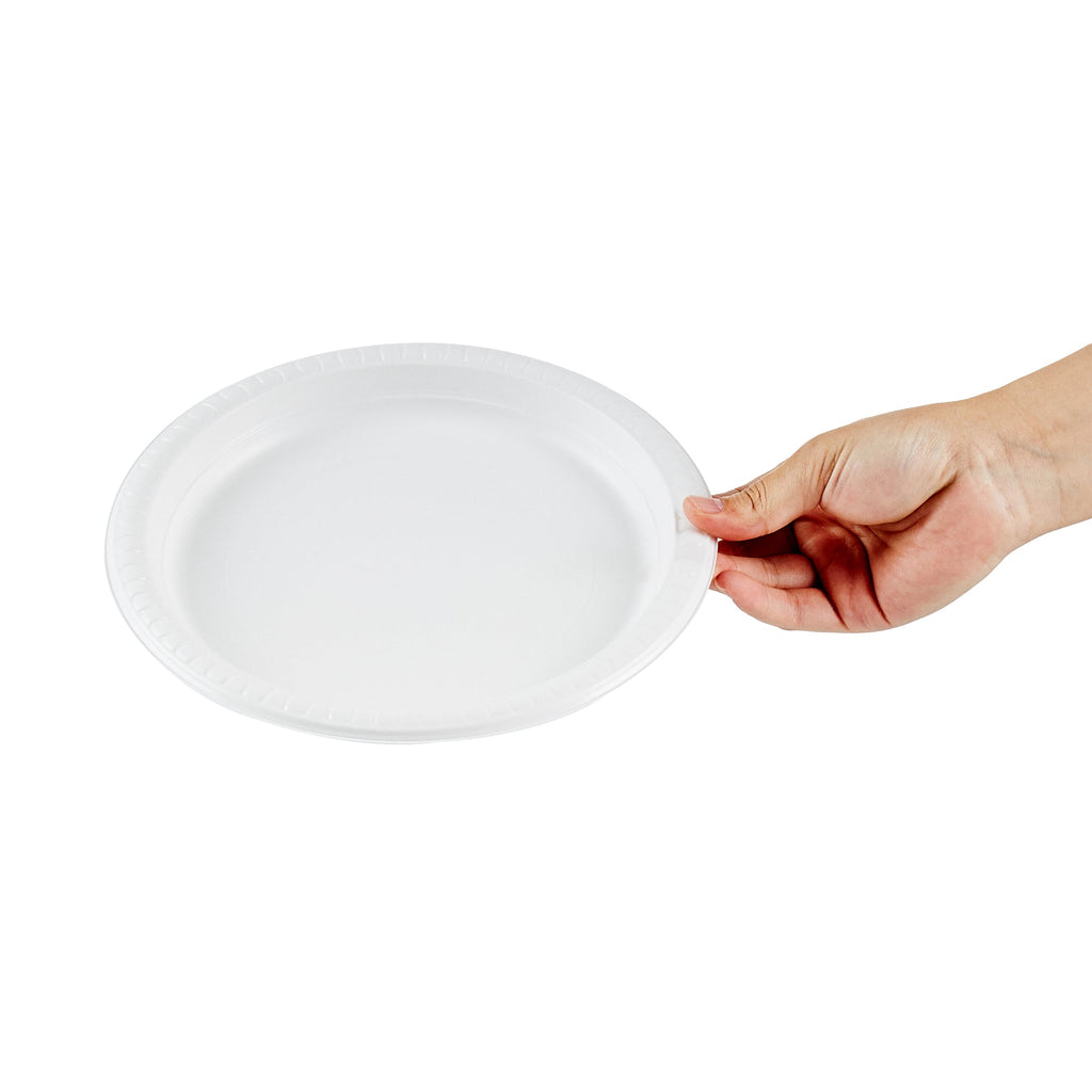 Chef 101 Round White Plastic Plate - Microwavable - 9" x 9" x 3/4" - 100 count box