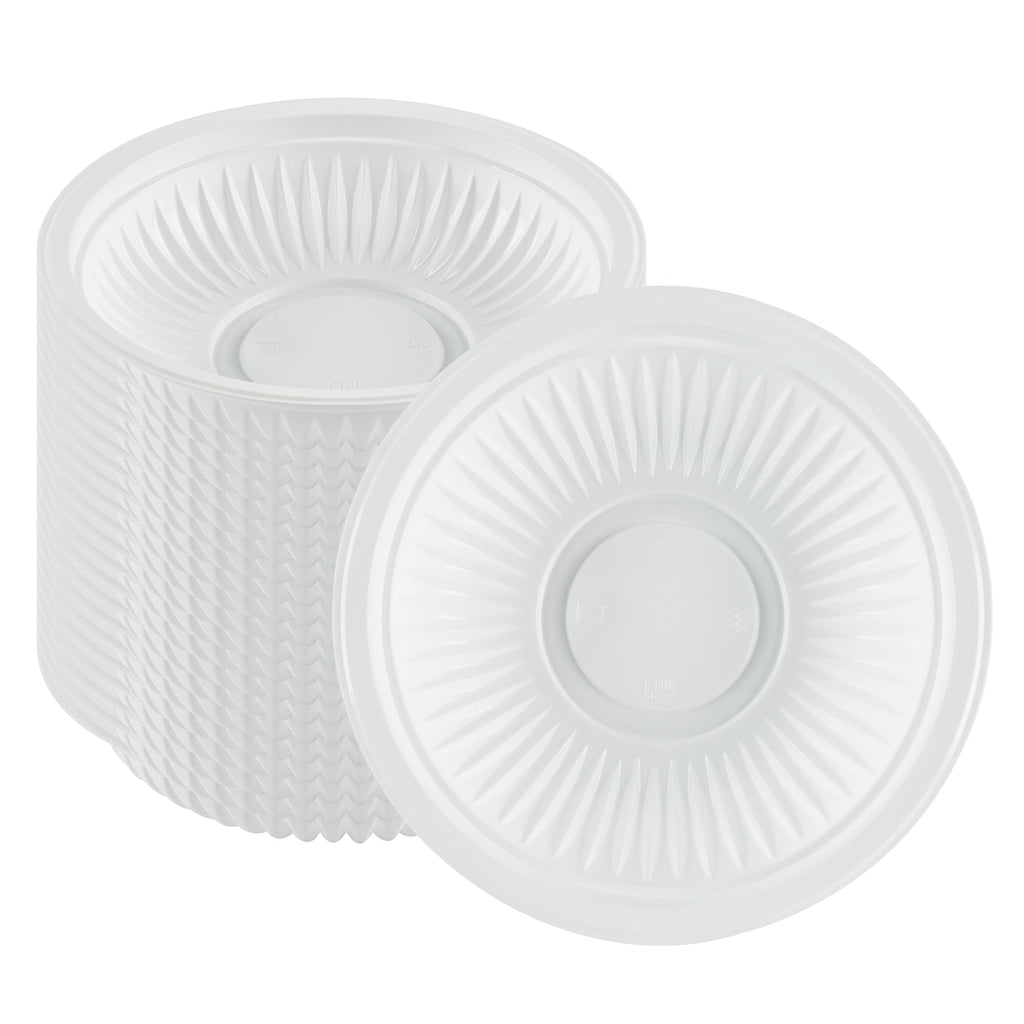 Chef 101 34 oz Round White Plastic Bowl - Microwavable - 9" x 9" x 2" - 50 count box