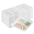 Chef 101 34 oz Square Clear Plastic Clamshell Container - 3 Compartments, Microwavable - 8" x 8" x 3" - 100 count box