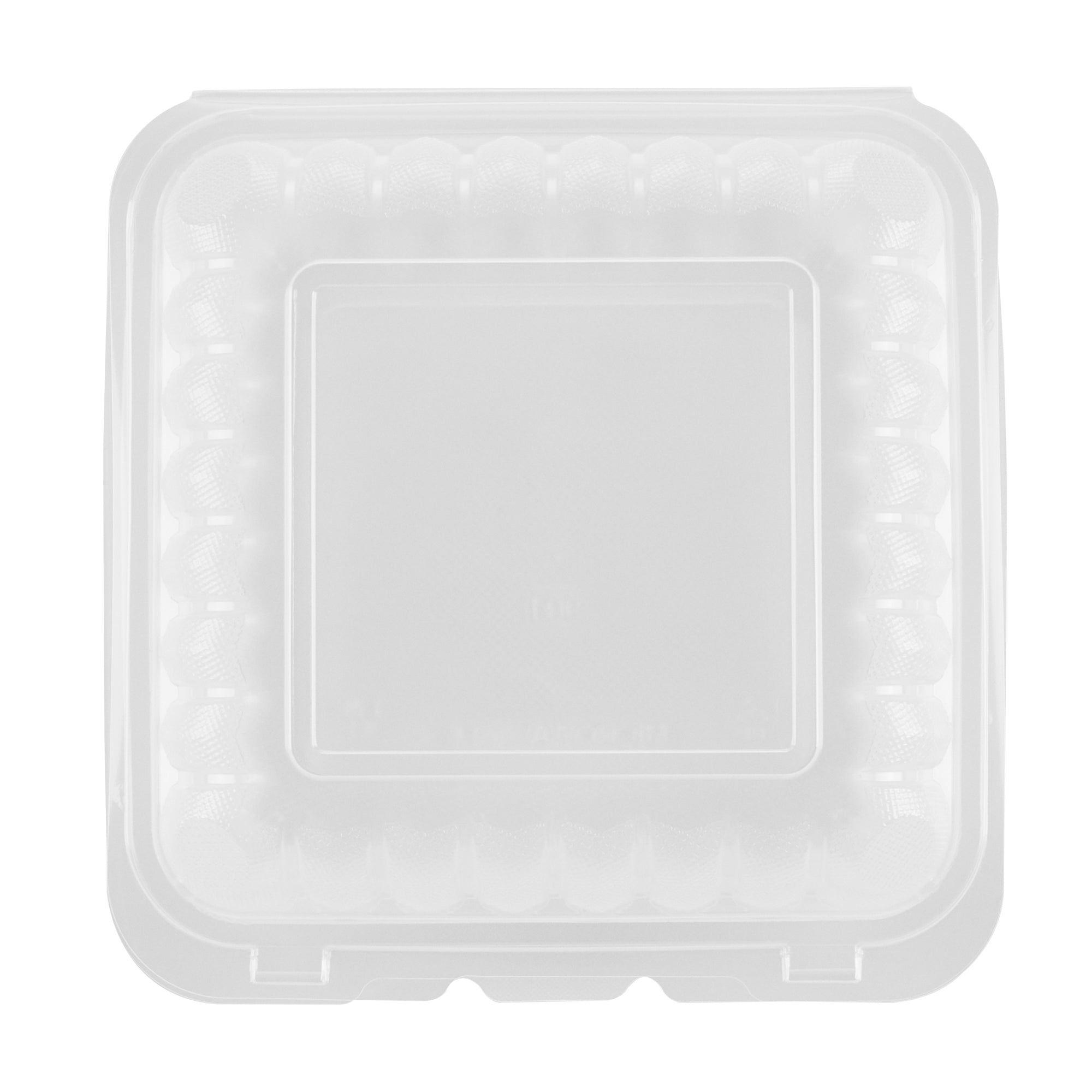 Chef 101 47 oz Square Clear Plastic Clamshell Container - Microwavable - 9" x 9" x 3 1/2" - 50 count box