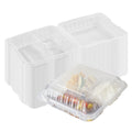 Chef 101 47 oz Square Clear Plastic Clamshell Container - 3 Compartments, Microwavable - 9" x 9" x 3 1/2" - 100 count box