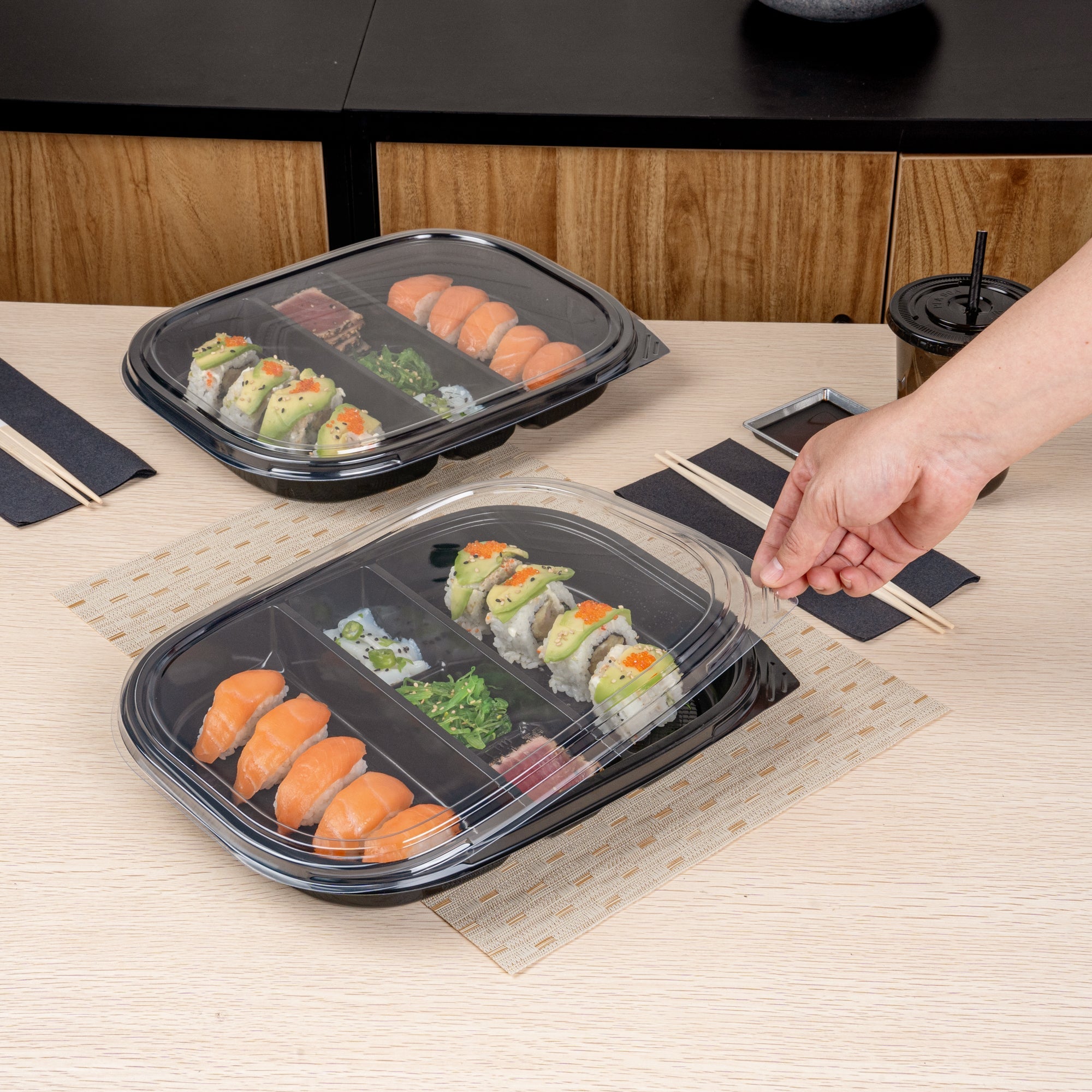 Bento Tek Rectangle Clear Plastic Lid - Fits 51 oz Bento Box - 100 count box