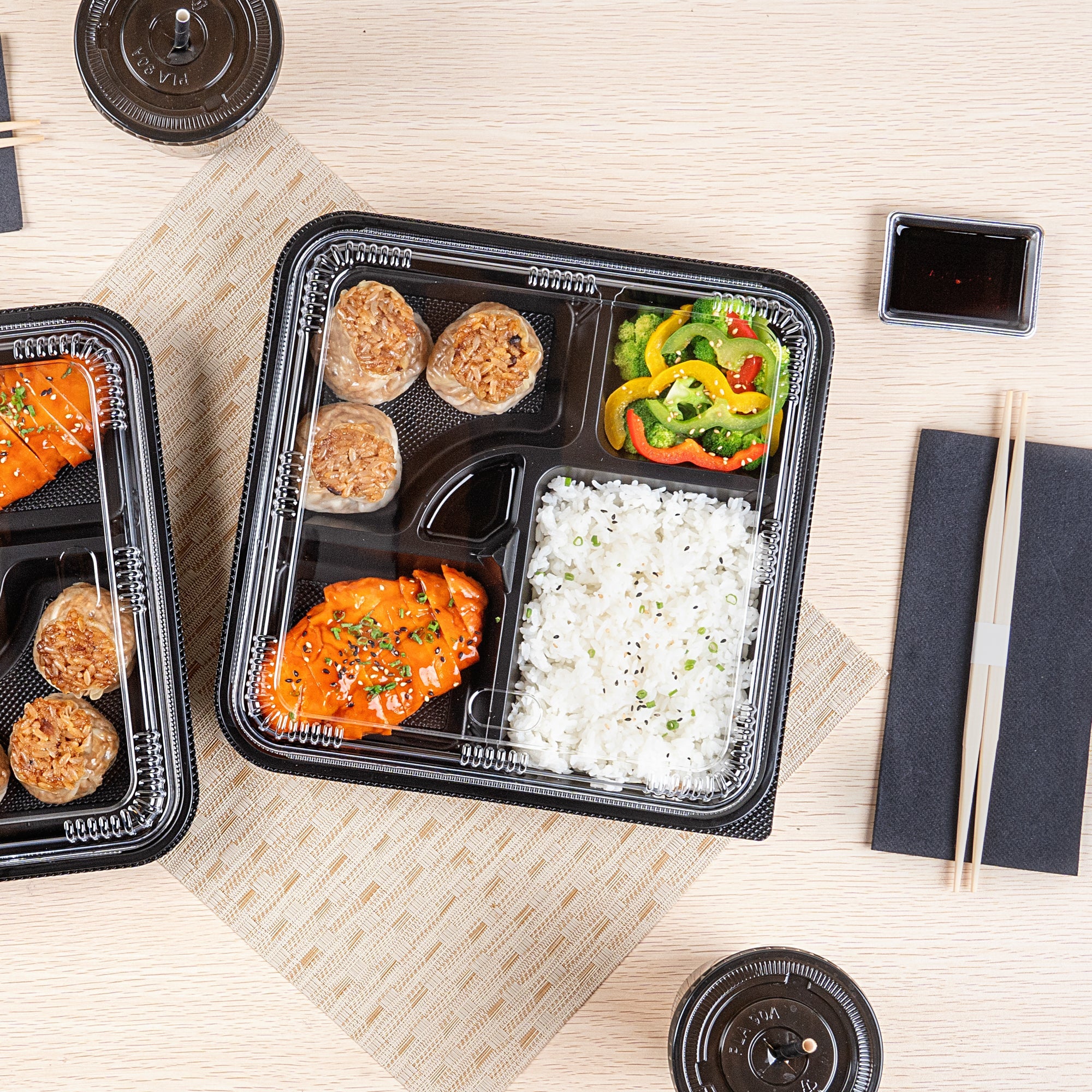 Bento Tek Square Clear Plastic Lid - Fits 40 oz Bento Box - 50 count box