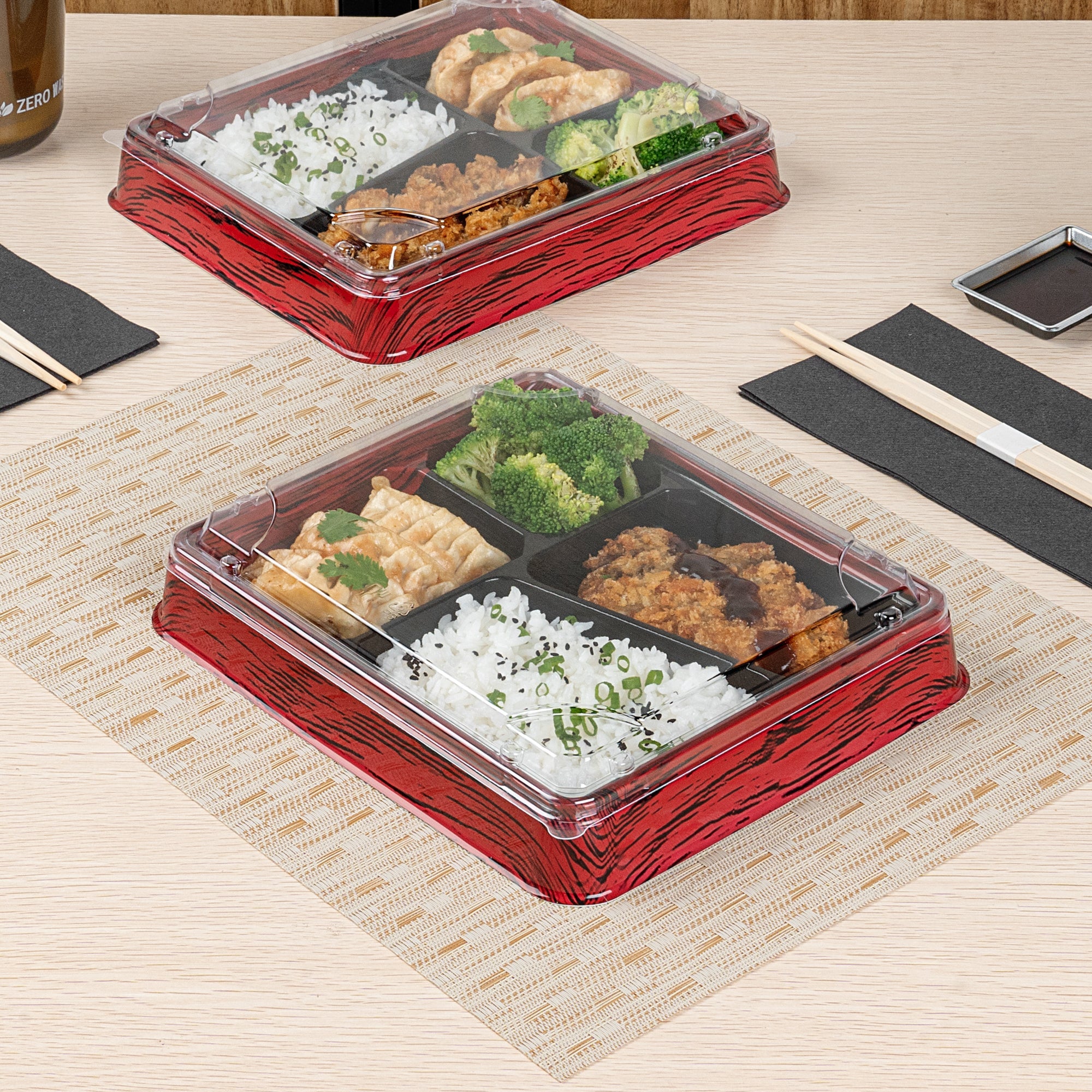 Bento Tek Rectangle Clear Plastic Lid - Fits 19 oz Bento Box - 50 count box