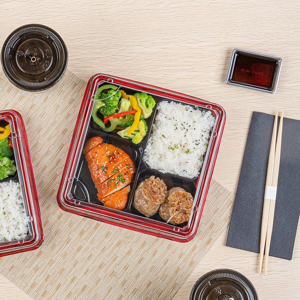 Bento Tek Square Clear Plastic Lid - Fits 18 oz Bento Box - 50 count box