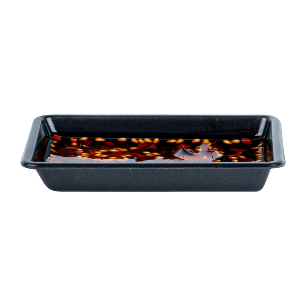 Bento Tek 1 oz Rectangle Black Plastic Sauce Dish - 3" x 2 1/4" - 1000 count box