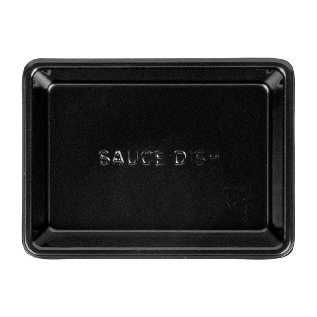Bento Tek 1 oz Rectangle Black Plastic Sauce Dish - 3" x 2 1/4" - 1000 count box