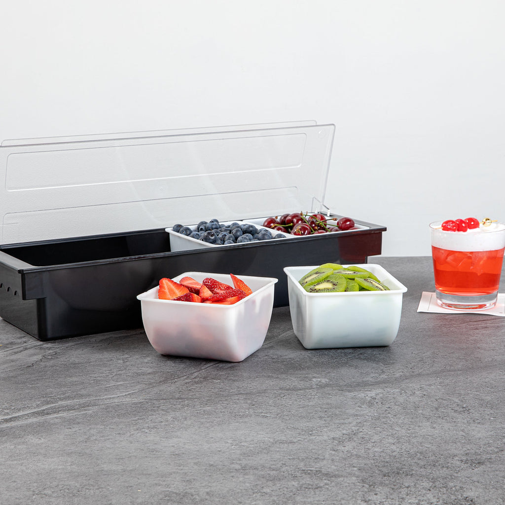 Bar Lux 1.5 Pint White Plastic Insert - Fits 4-Compartment Condiment Caddy - 4 count box