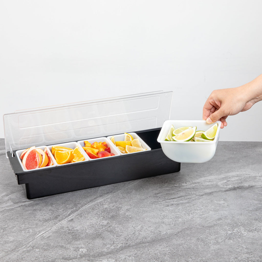 Bar Lux 1.25 Pint White Plastic Insert - Fits 5-Compartment Condiment Caddy - 1 count box