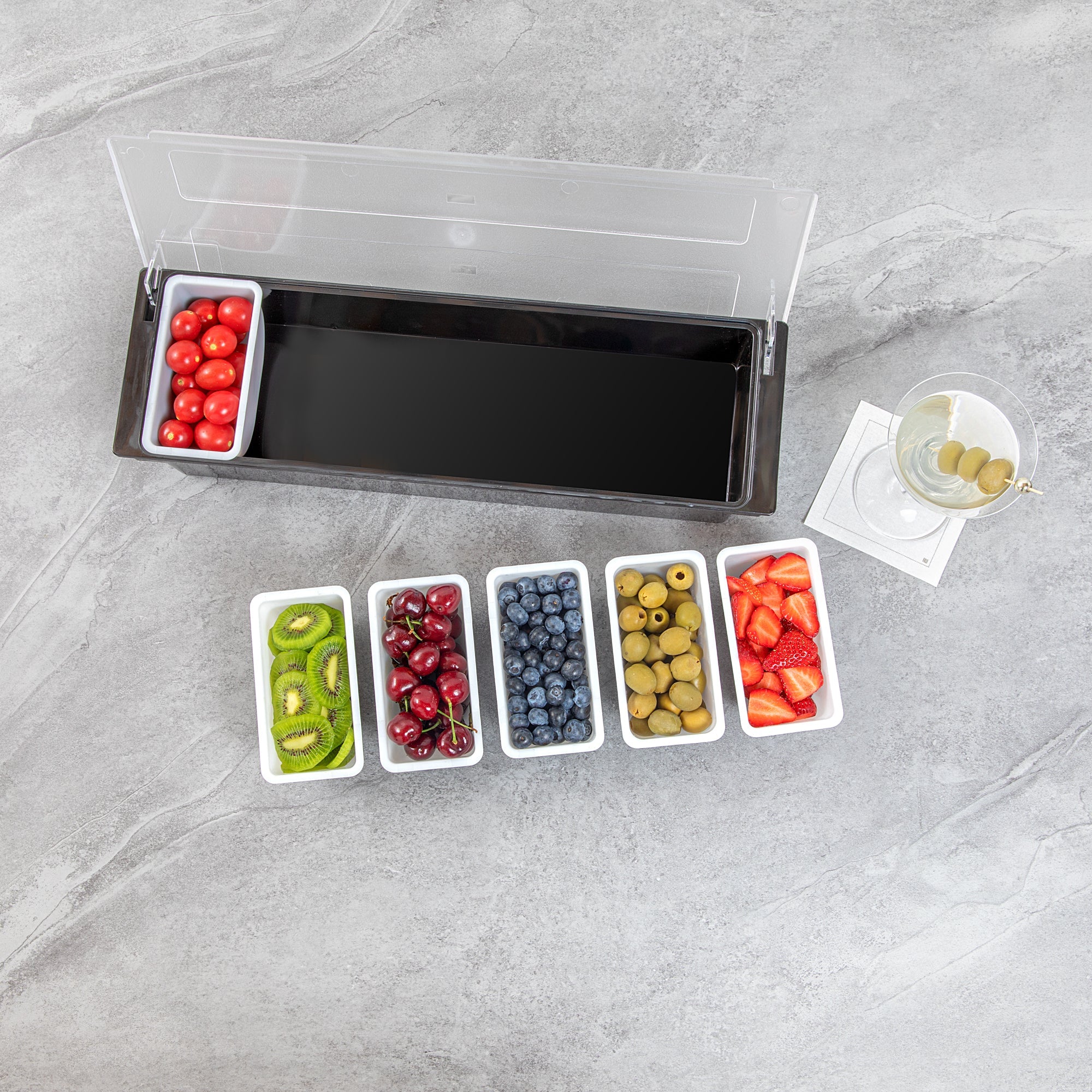 Bar Lux 1 Pint White Plastic Insert - Fits 6-Compartment Condiment Caddy - 6 count box