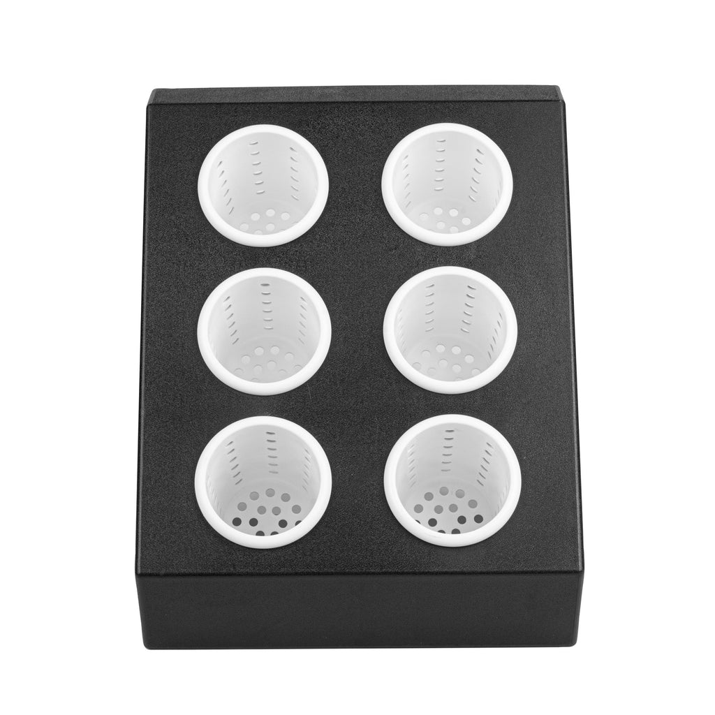 Met Lux Black Plastic Flatware Organizer - 6 Holes, Plastic Cylinders - 1 count box