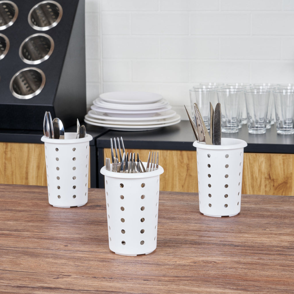 Met Lux White Perforated Plastic Flatware Cylinder - 1 count box