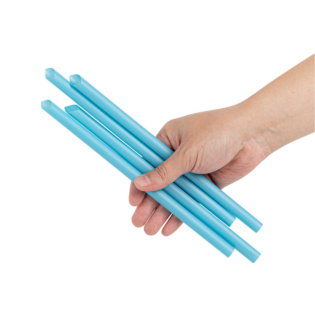 Basic Nature Blue PLA Plastic Extra Wide Boba Straw - Unwrapped, Compostable, Pointed - 9" - 1000 count box