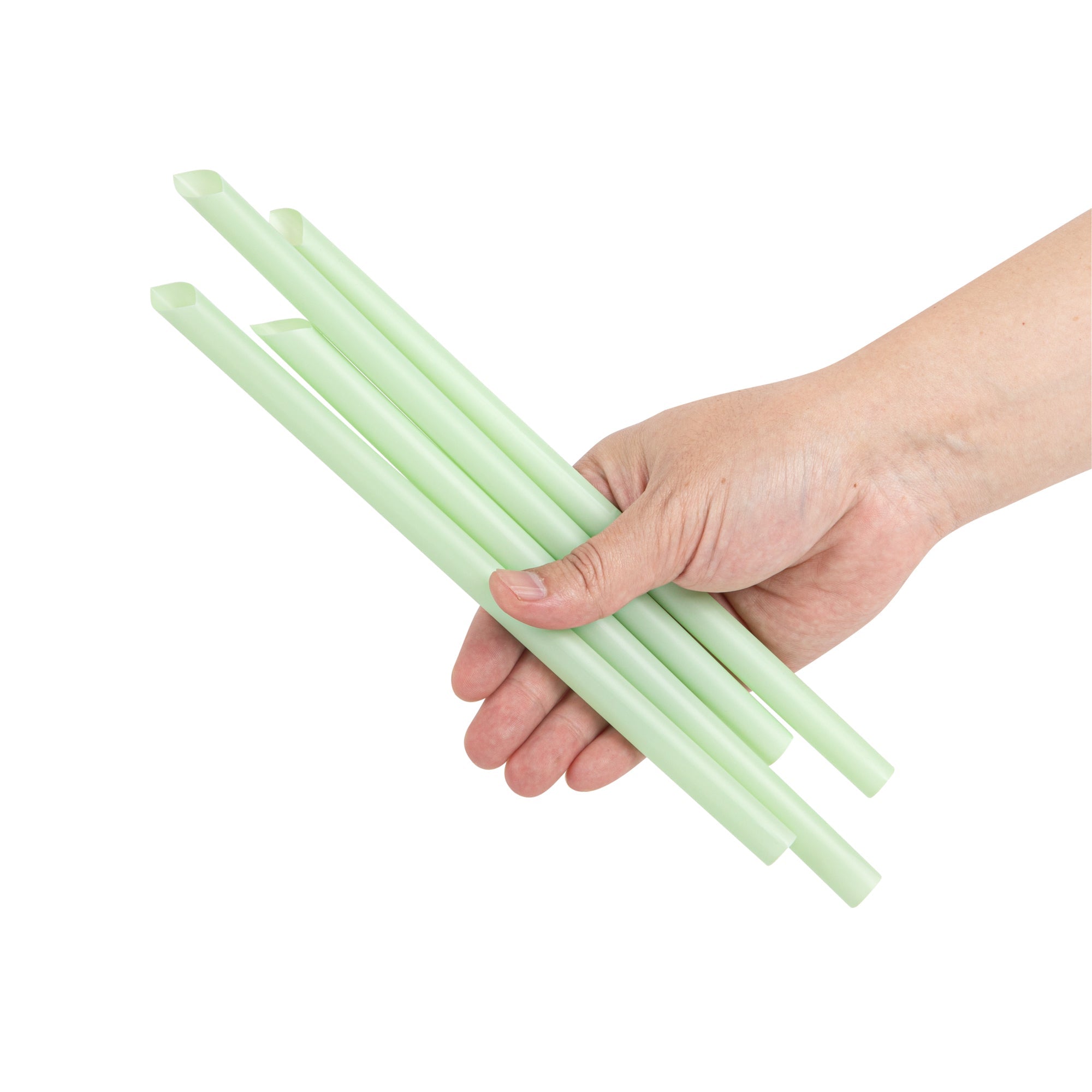 Basic Nature Green PLA Plastic Extra Wide Boba Straw - Unwrapped, Compostable, Pointed - 9" - 1000 count box