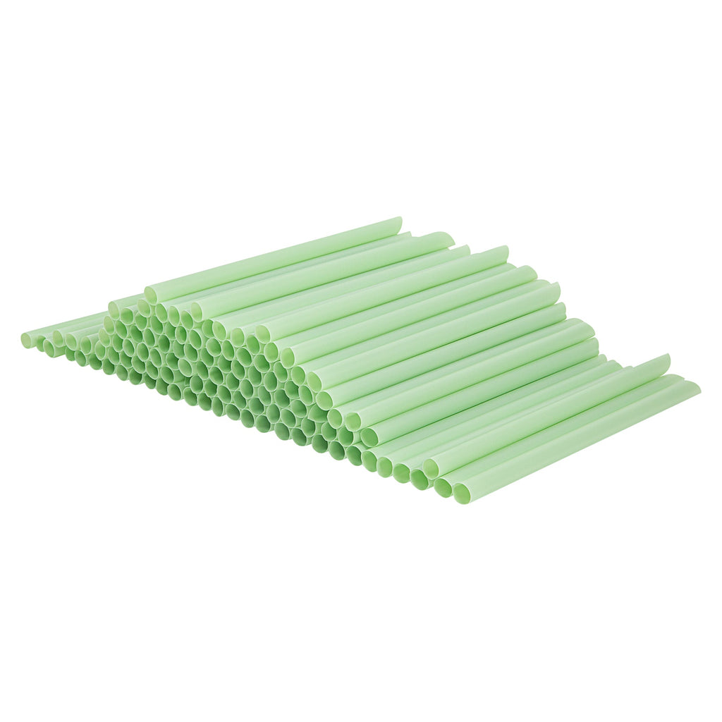 Basic Nature Green PLA Plastic Extra Wide Boba Straw - Unwrapped, Compostable, Pointed - 9" - 1000 count box