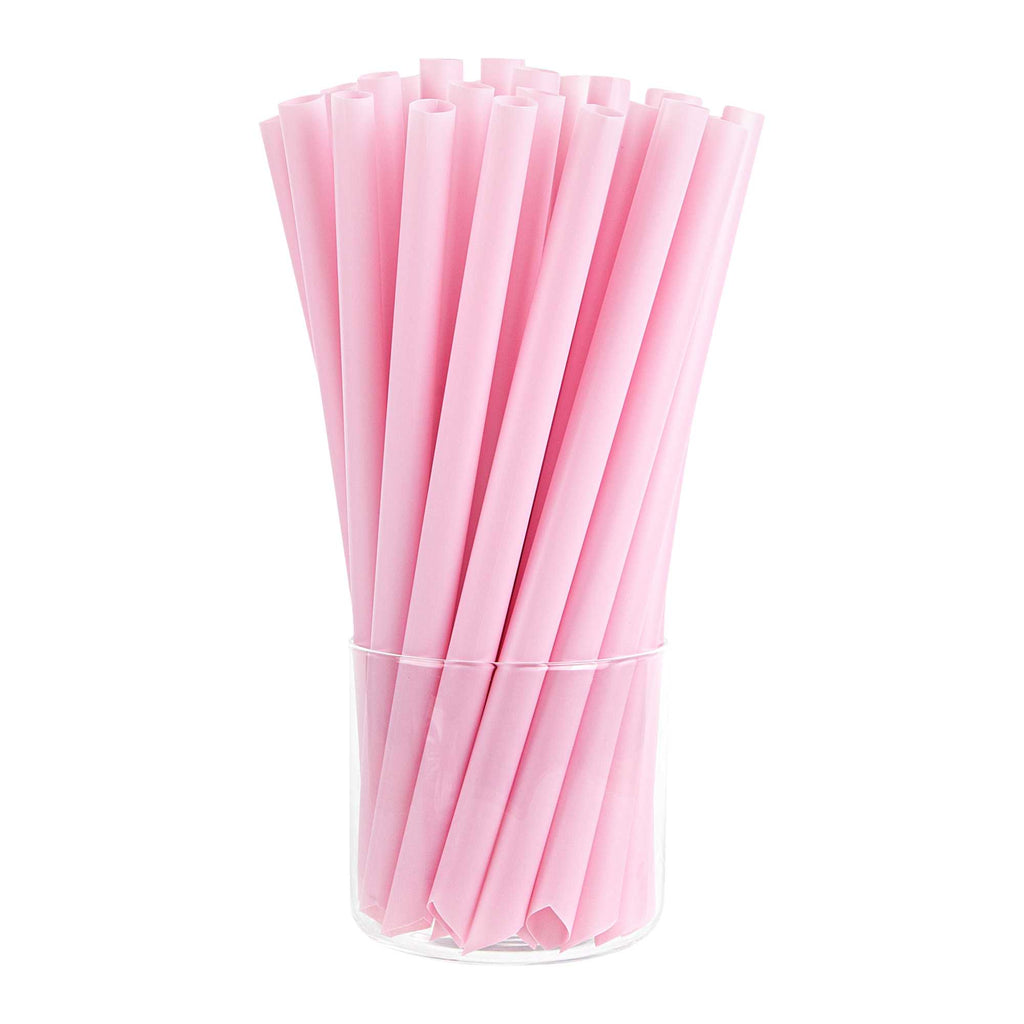 Basic Nature Pink PLA Plastic Extra Wide Boba Straw - Unwrapped, Compostable, Pointed - 9" - 100 count box
