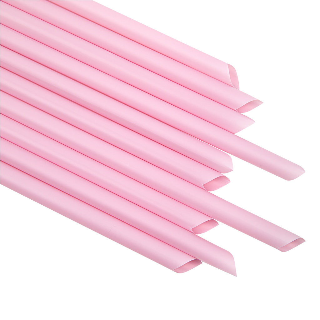 Basic Nature Pink PLA Plastic Extra Wide Boba Straw - Unwrapped, Compostable, Pointed - 9" - 1000 count box