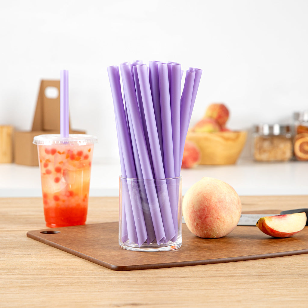 Basic Nature Purple PLA Plastic Extra Wide Boba Straw - Unwrapped, Compostable, Pointed - 9" - 1000 count box
