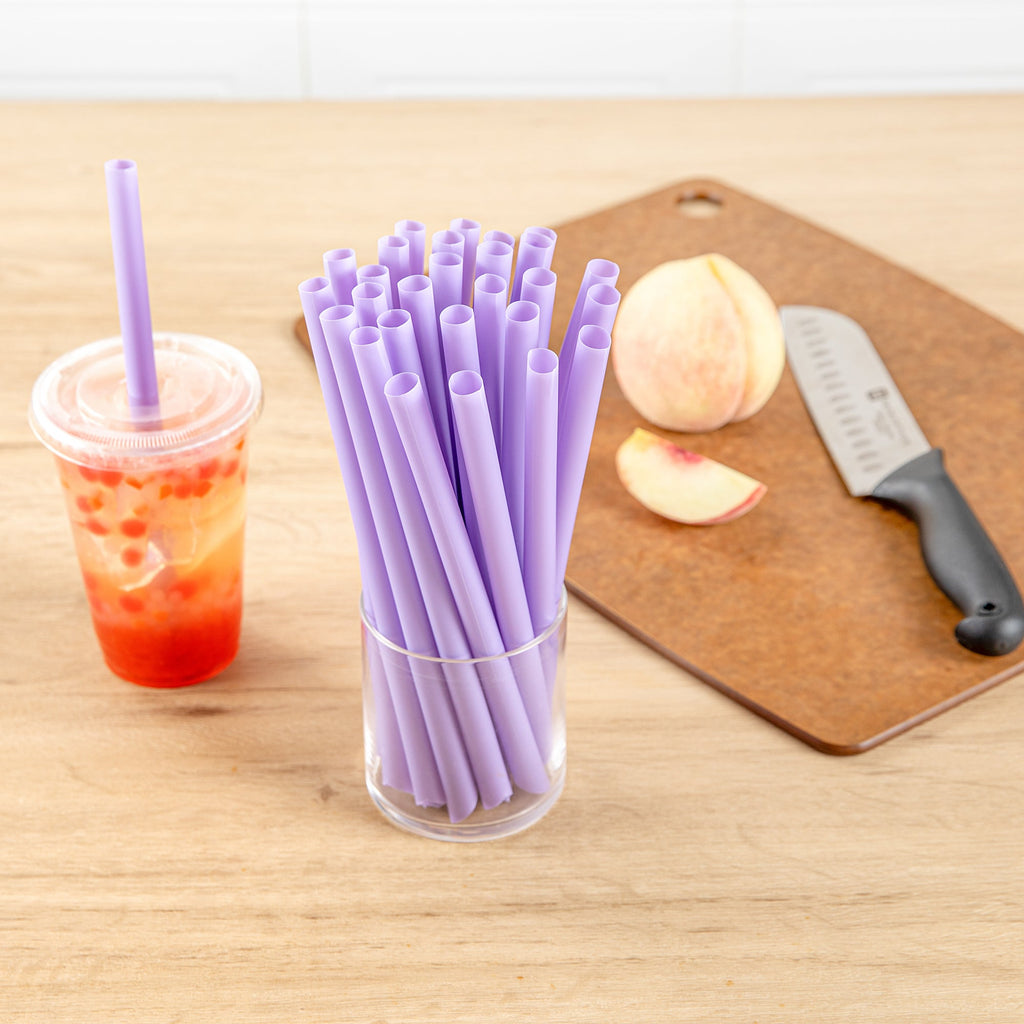 Basic Nature Purple PLA Plastic Extra Wide Boba Straw - Unwrapped, Compostable, Pointed - 9" - 1000 count box