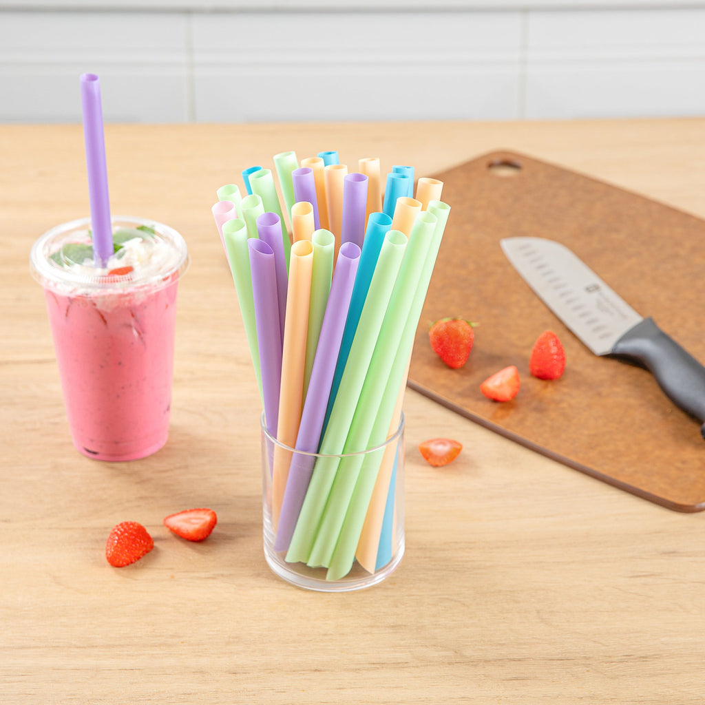 Basic Nature Assorted PLA Plastic Straw - Unwrapped, Compostable, Pointed - 9" - 1000 count box