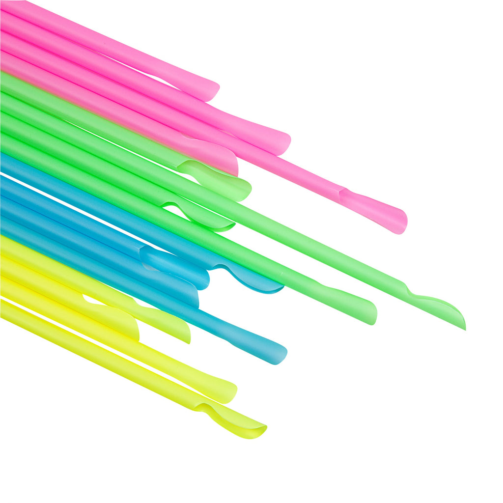 Basic Nature Assorted PLA Plastic Spoon Straw - Unwrapped, Compostable - 8" - 1000 count box