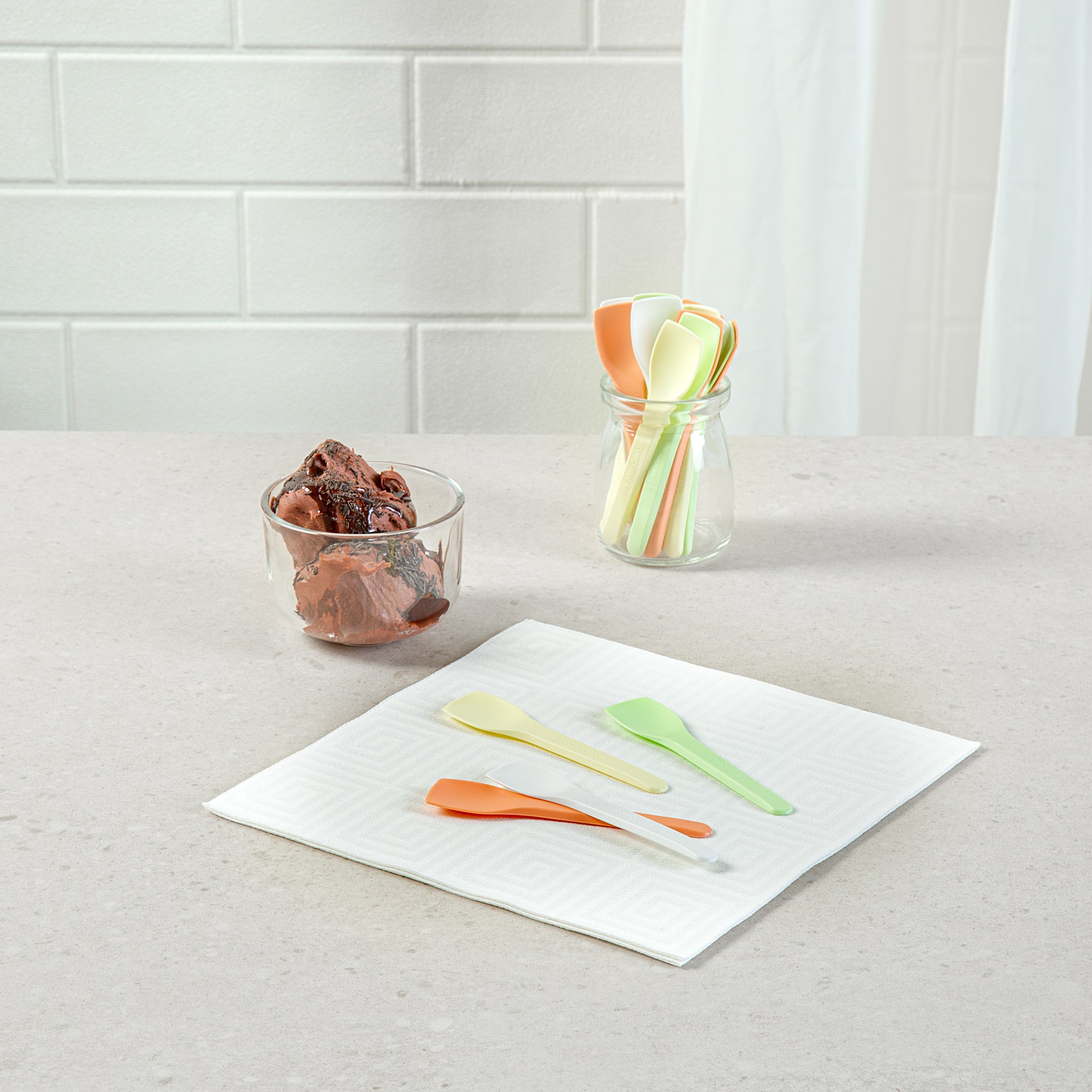 Basic Nature Assorted CPLA Plastic Ice Cream Spoon - Heat-Resistant, Compostable - 4" - 1000 count box