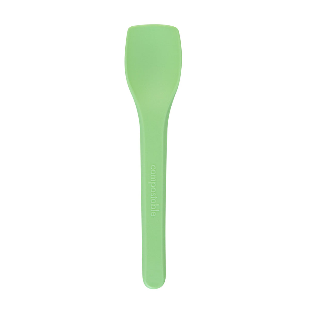 Basic Nature Green CPLA Plastic Ice Cream Spoon - Heat-Resistant, Compostable - 4" - 1000 count box