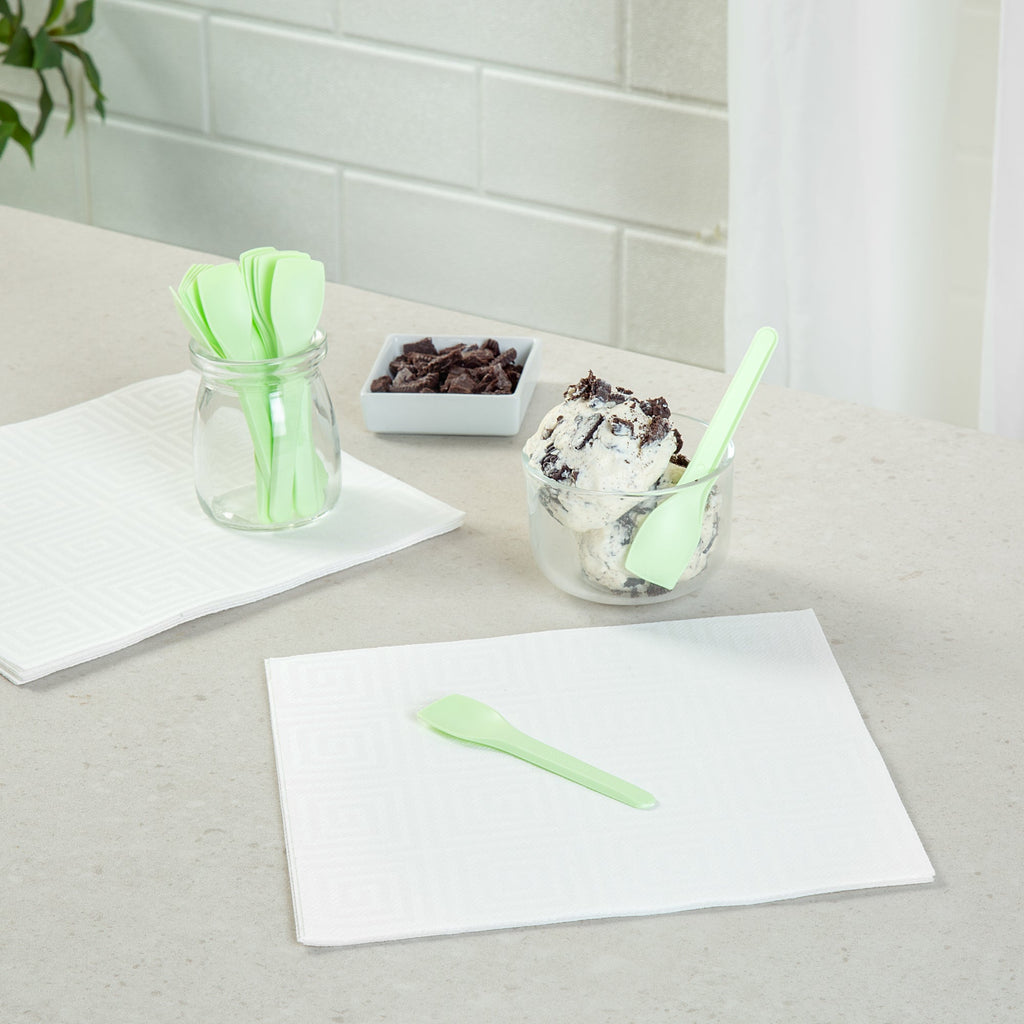 Basic Nature Green CPLA Plastic Ice Cream Spoon - Heat-Resistant, Compostable - 4" - 1000 count box