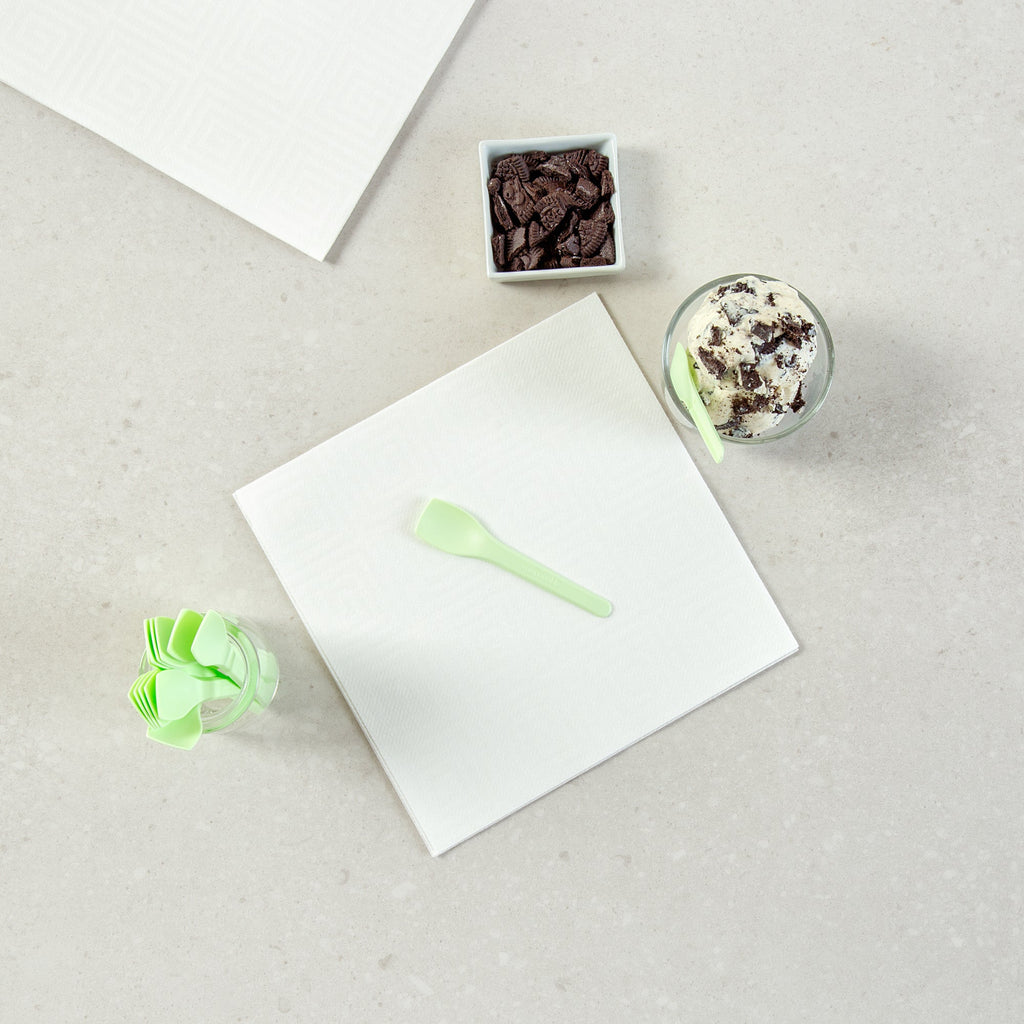 Basic Nature Green CPLA Plastic Ice Cream Spoon - Heat-Resistant, Compostable - 4" - 1000 count box