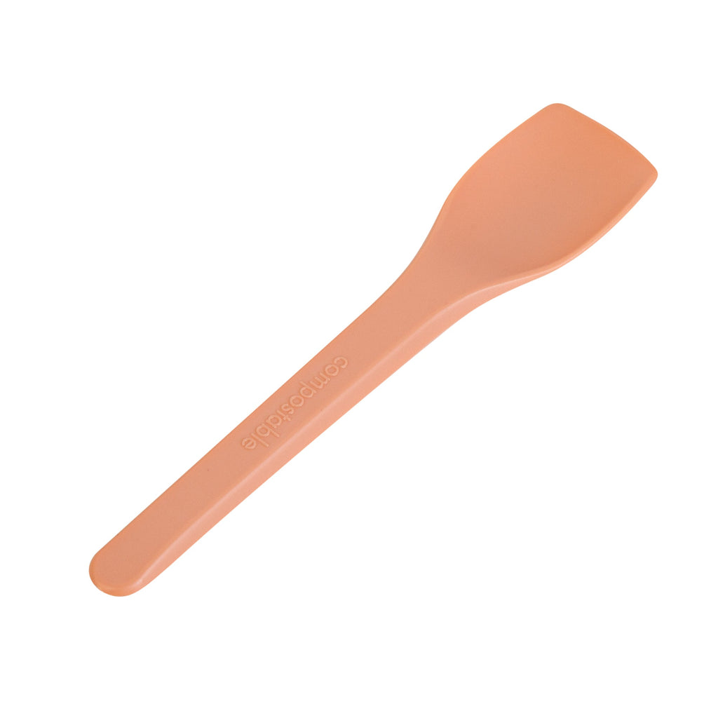 Basic Nature Orange CPLA Plastic Ice Cream Spoon - Heat-Resistant, Compostable - 4" - 1000 count box